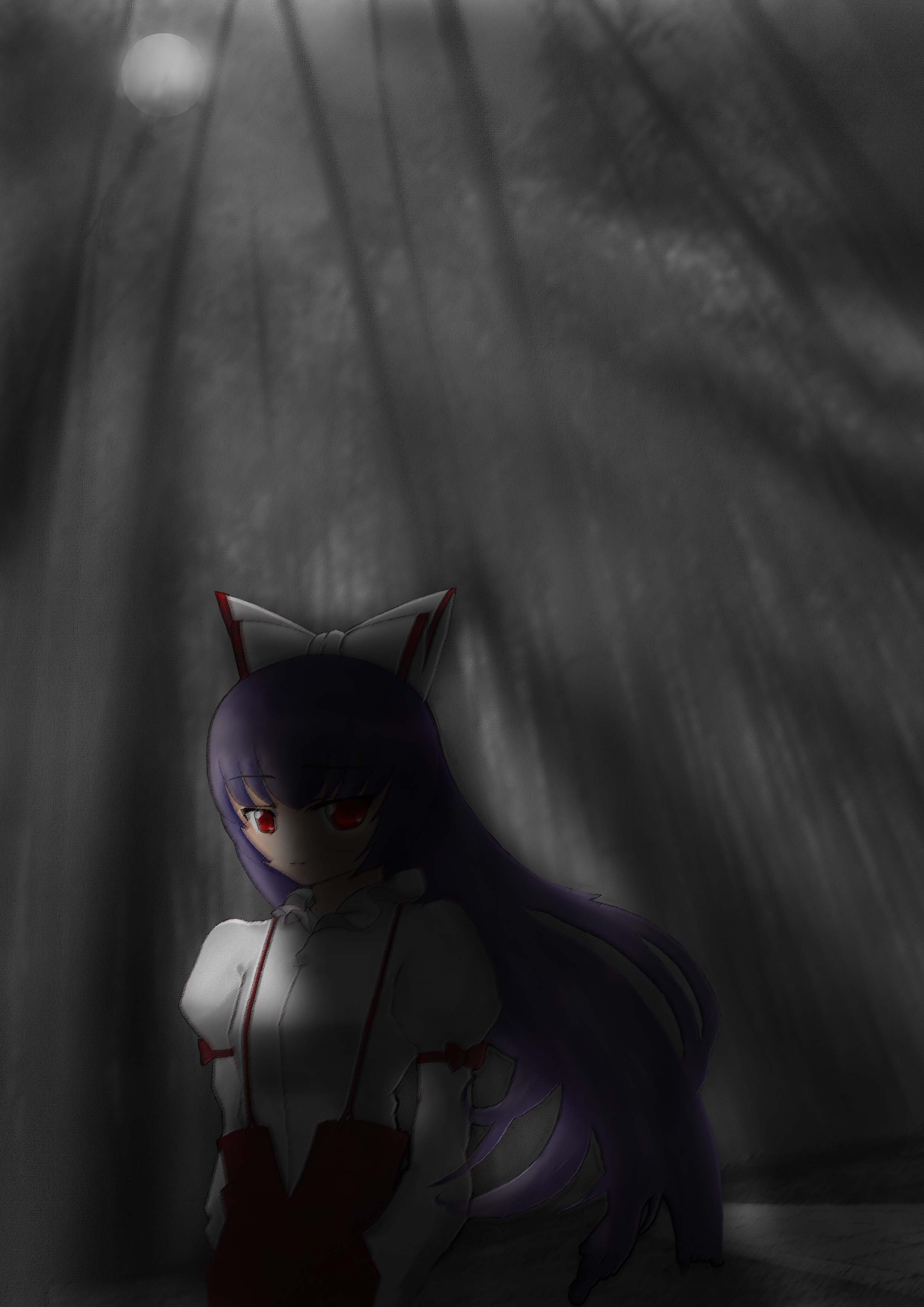 竹林の妹紅と月見